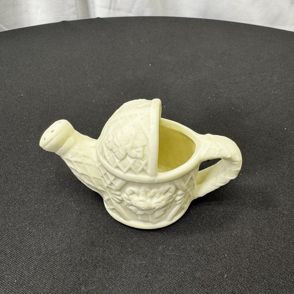Vintage Ceramic Miniature‎ White Watering Can, Rustic Country Style